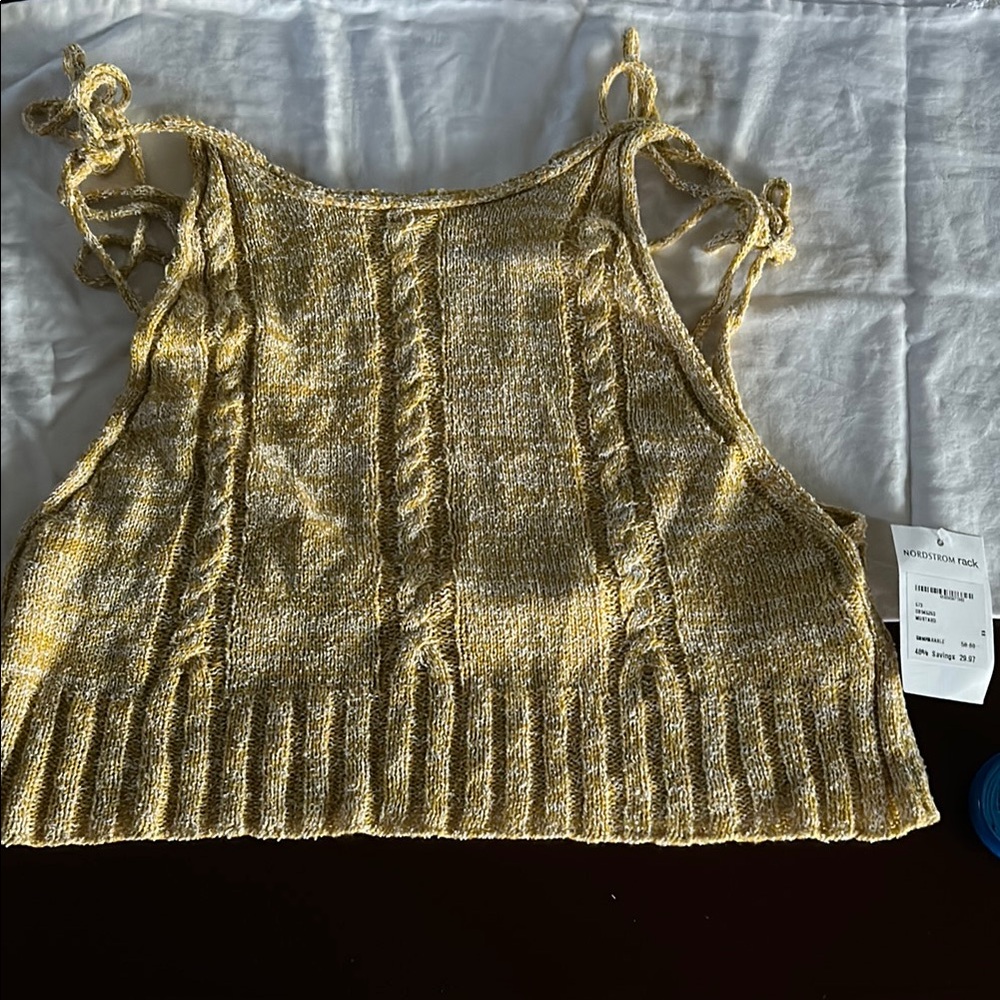 Free People Knitted Gold Top